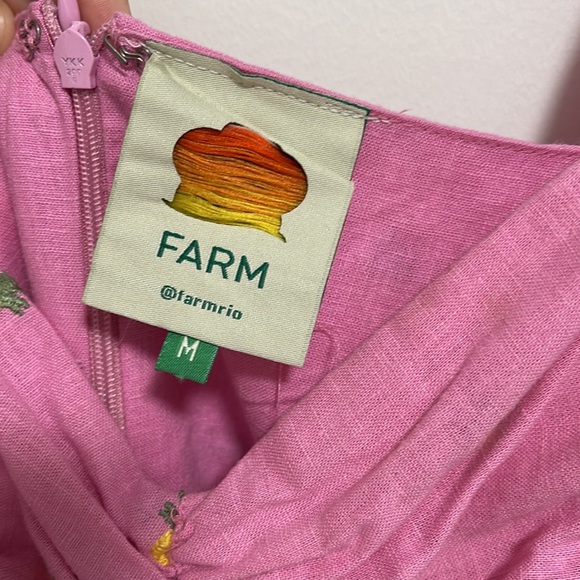 Farm Rio Pink Maxi Dress with Embroidered Pineapples. Puff Sleeves +Ruffle skirt - Picture 12 of 12